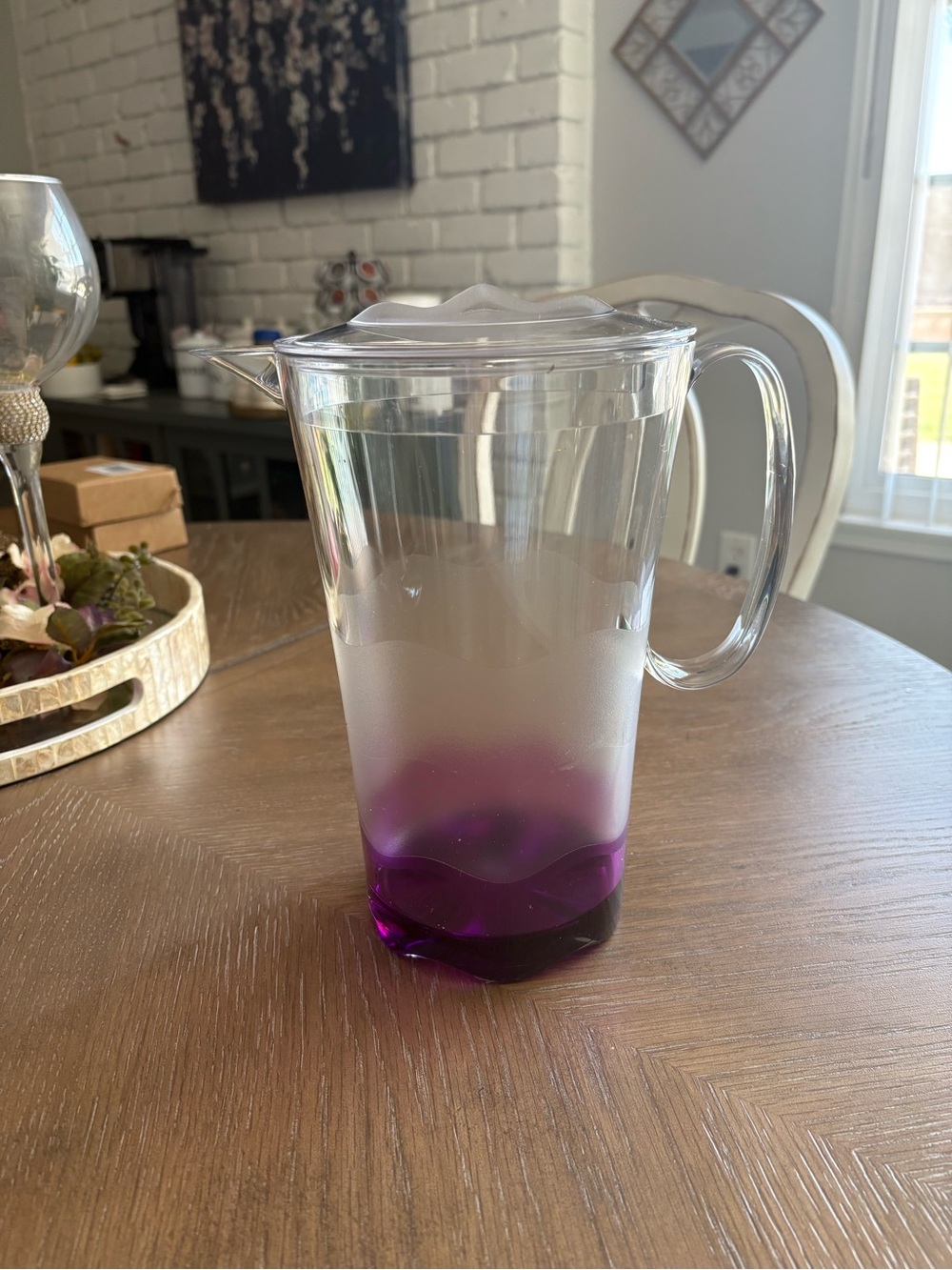 Tupperware Clear Pitcher with Purple Base and Lid Accent